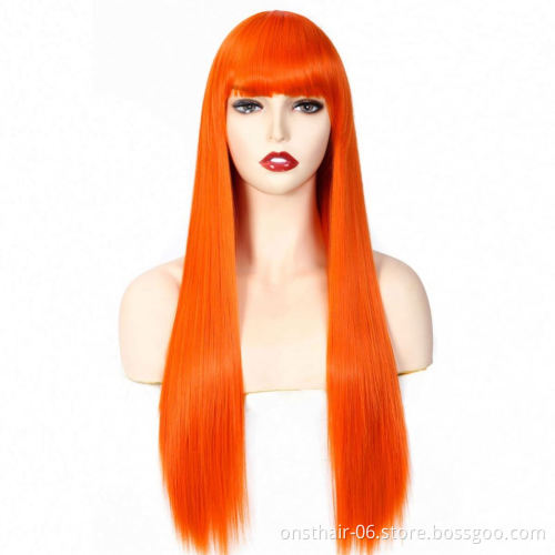 MYZER straight hair cheap artificial wig, synthetic wig supplier, 26-inch artificial wig in various colors (cream color)